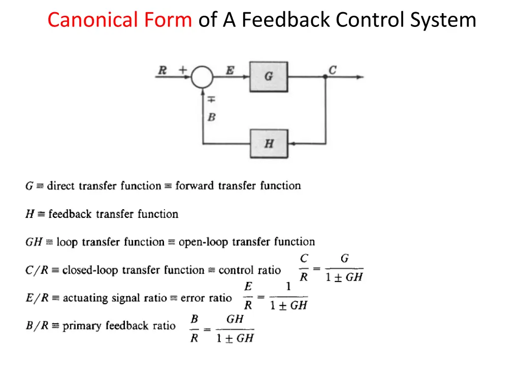 canonical form of a feedback control system