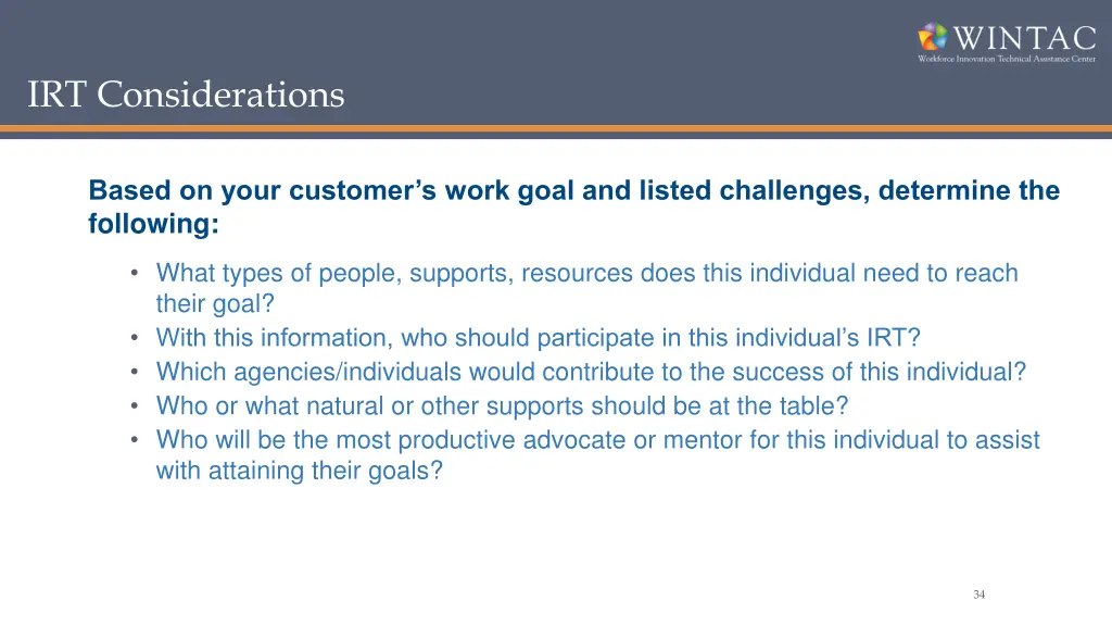 irt considerations