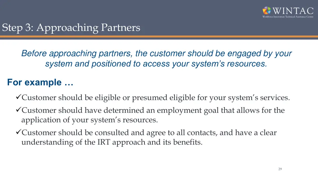 step 3 approaching partners