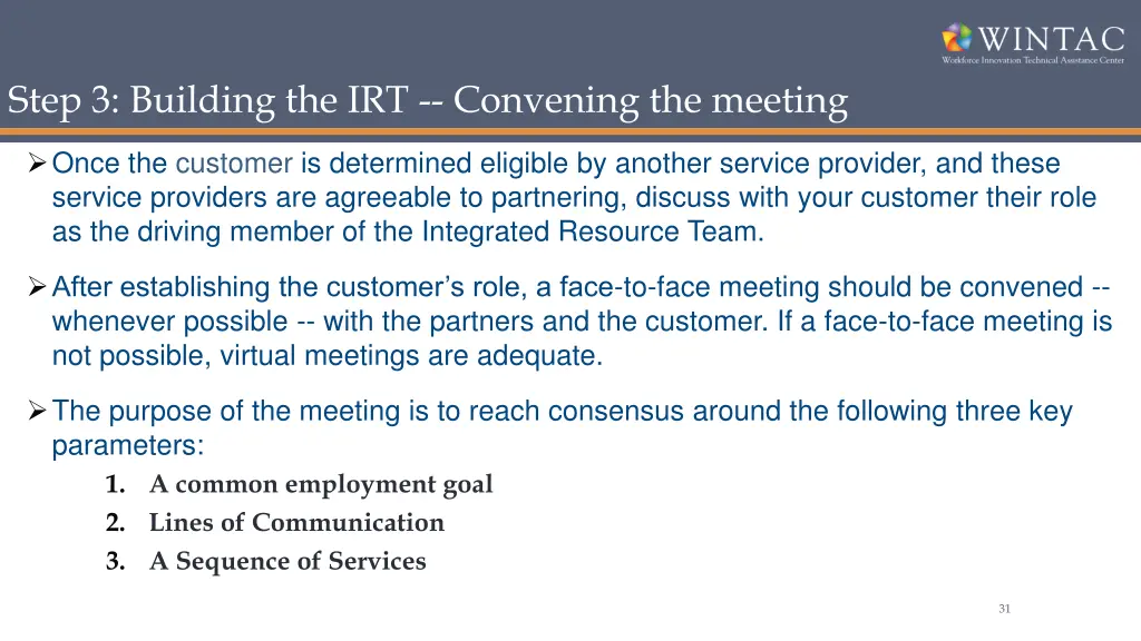 step 3 building the irt convening the meeting