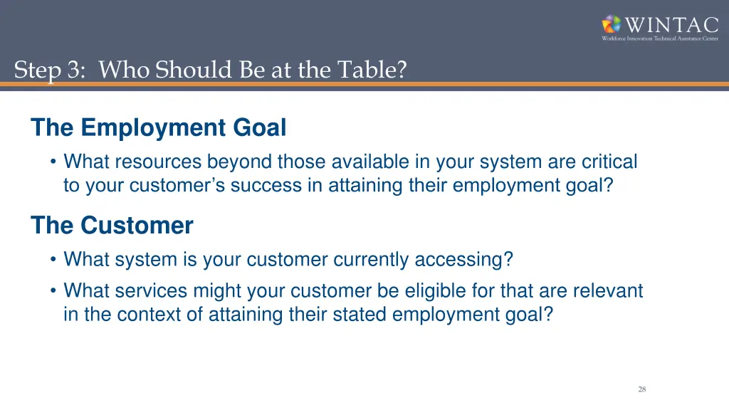 step 3 who should be at the table