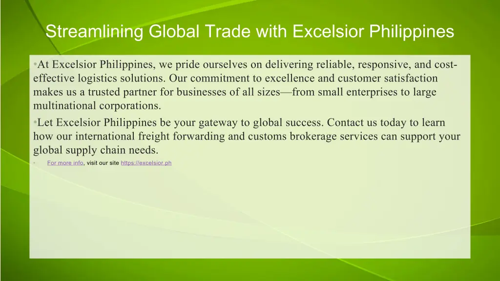 streamlining global trade with excelsior 1