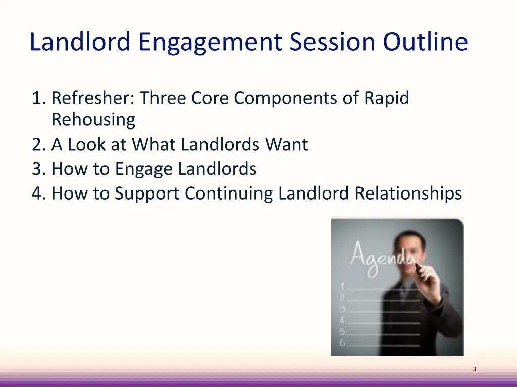 landlord engagement session outline