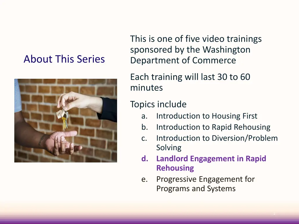 this is one of five video trainings sponsored
