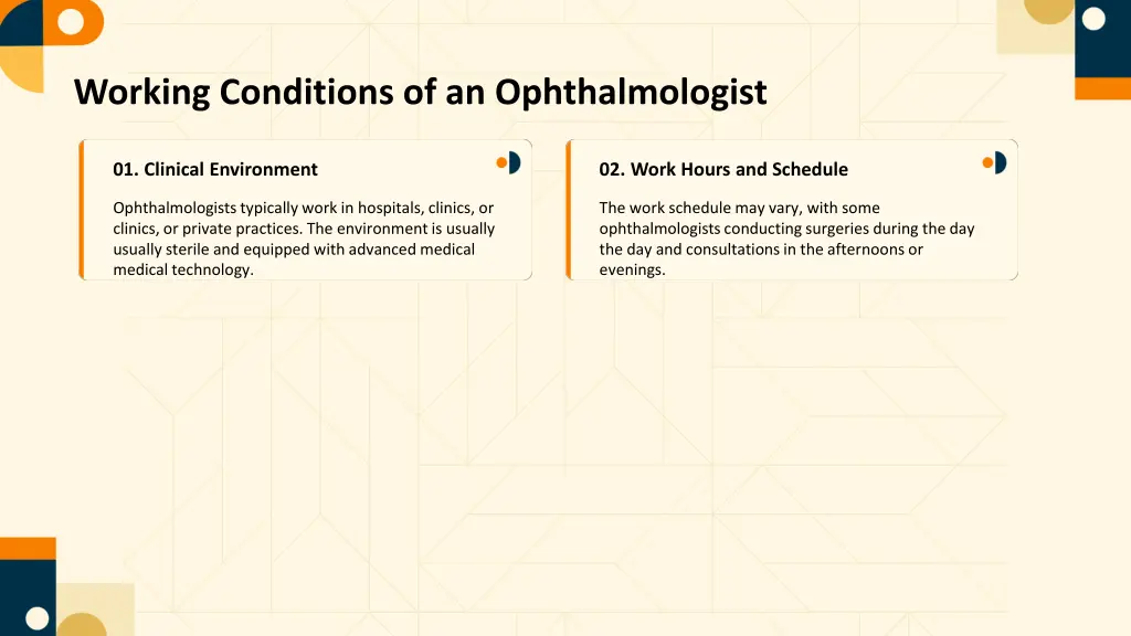 working conditions of an ophthalmologist