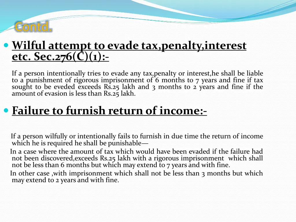 contd wilful attempt to evade tax penalty
