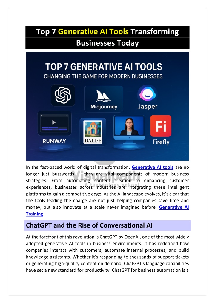 top 7 generative ai tools transforming businesses
