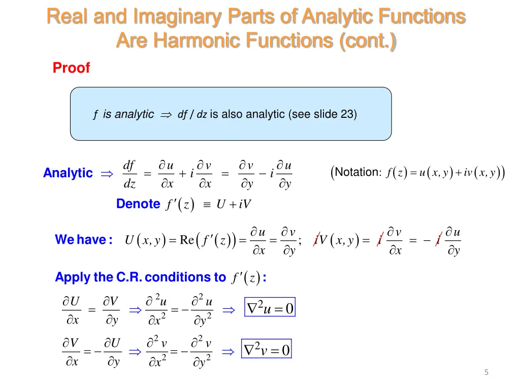 real and imaginary parts of analytic functions 1