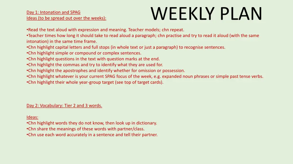 weekly plan