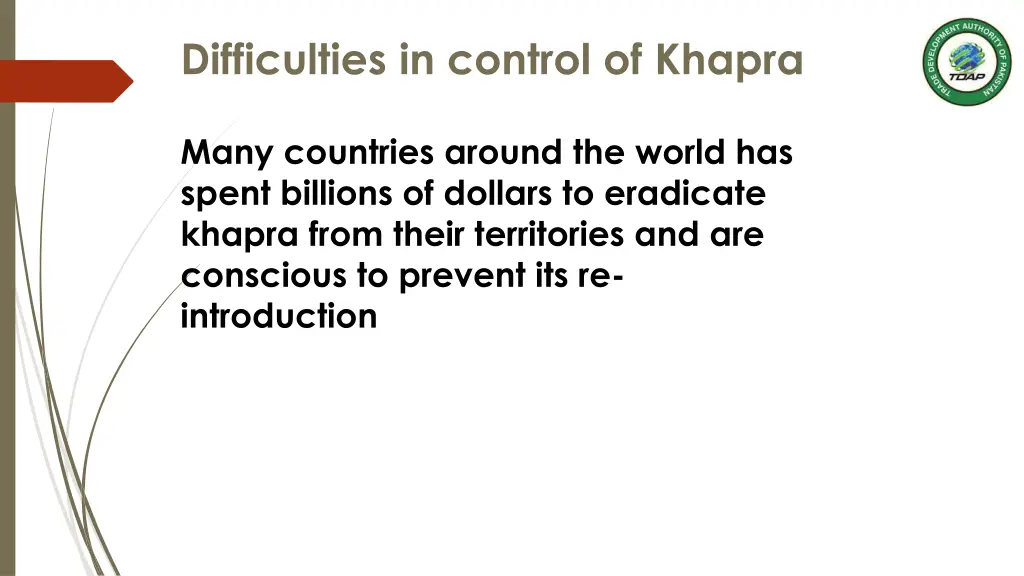 difficulties in control of khapra