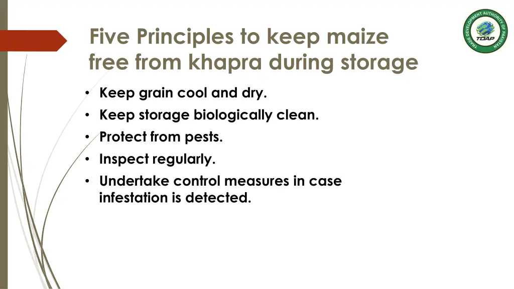 five principles to keep maize free from khapra