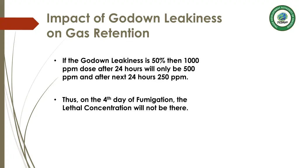 impact of godown leakiness on gas retention