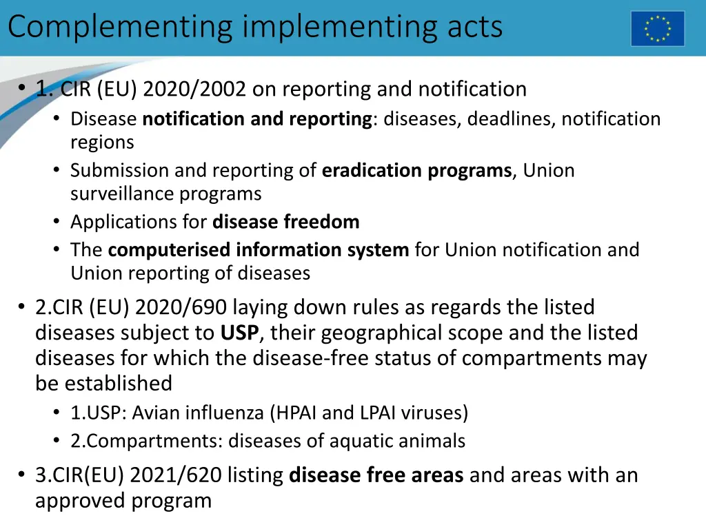 complementing implementing acts