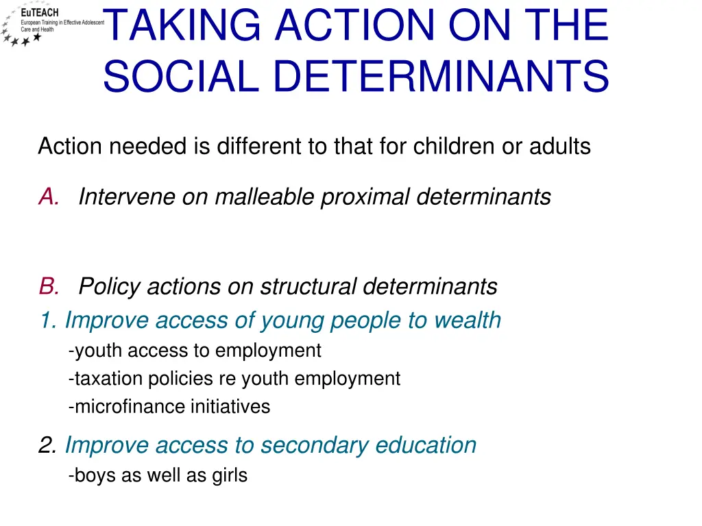 taking action on the social determinants