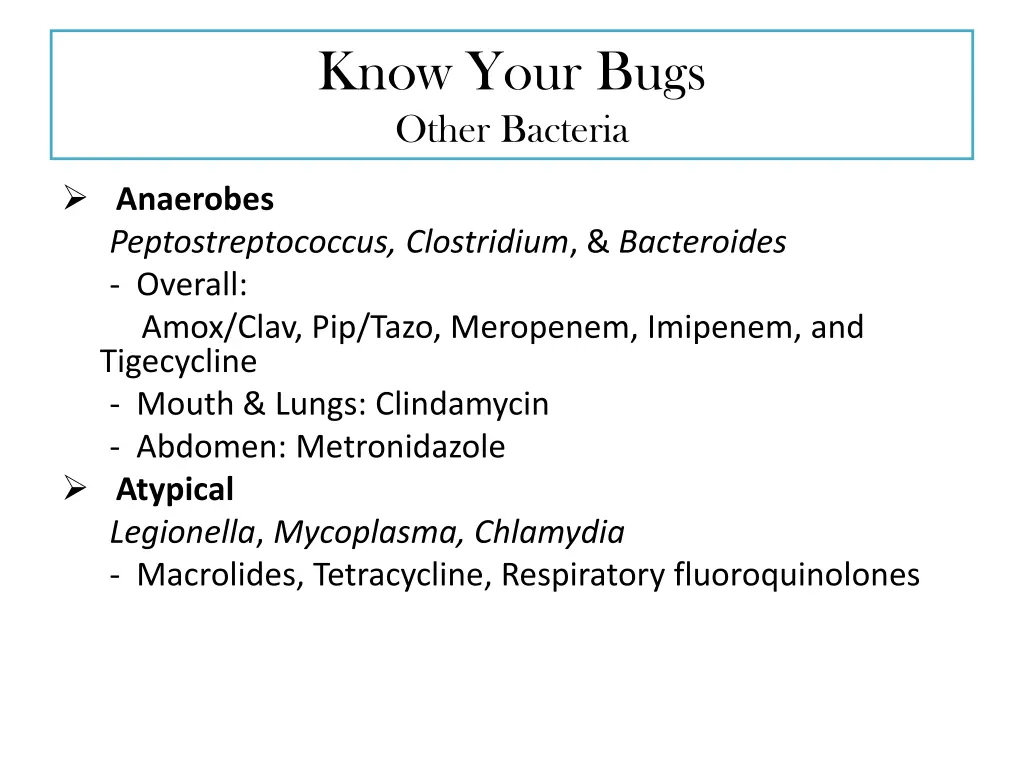 know your bugs other bacteria