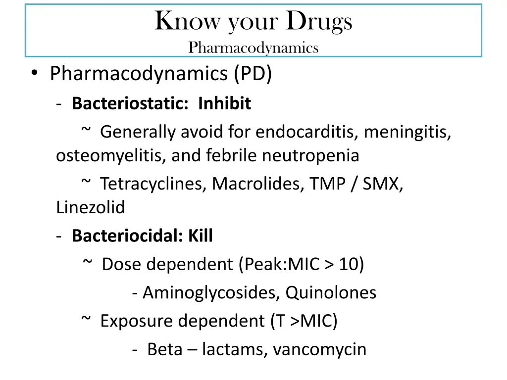 know your drugs pharmacodynamics