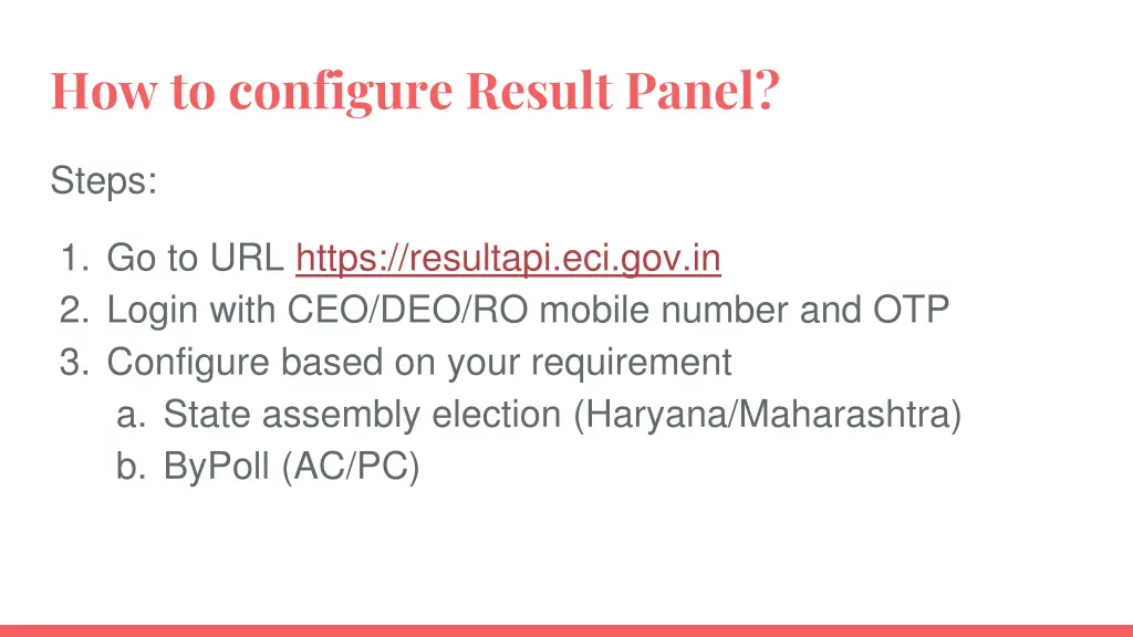 how to configure result panel