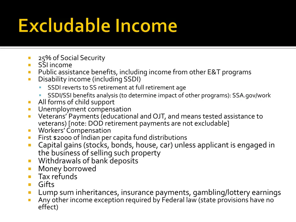 25 of social security ssi income public