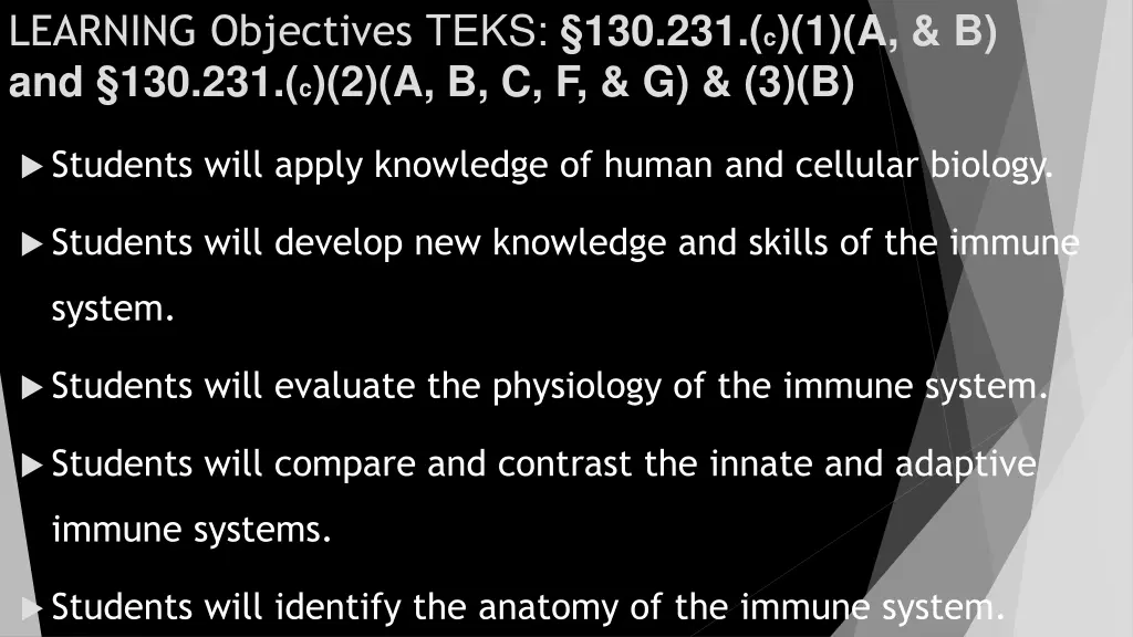 learning objectives teks