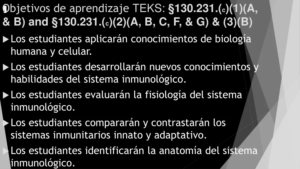 objetivos de aprendizaje teks
