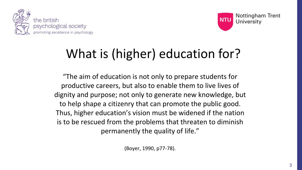 what is higher education for