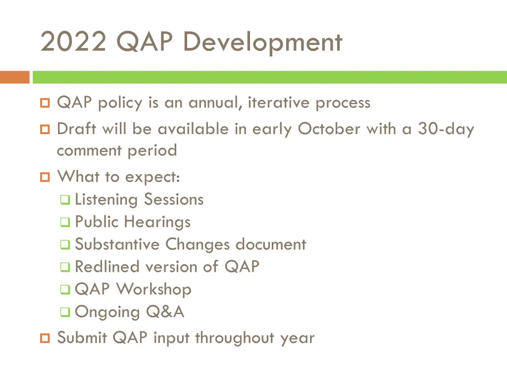 2022 qap development