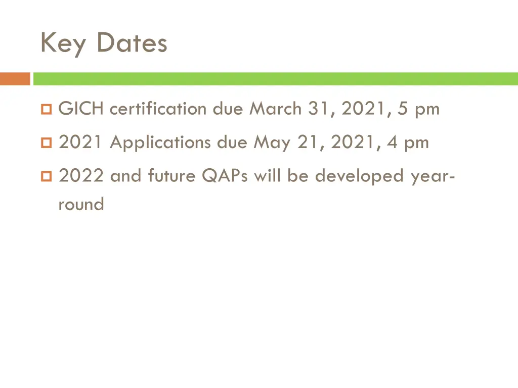 key dates