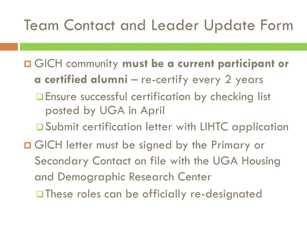 team contact and leader update form
