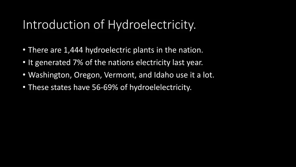 introduction of hydroelectricity