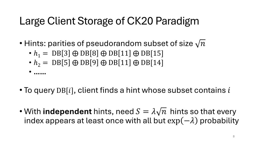 large client storage of ck20 paradigm 2