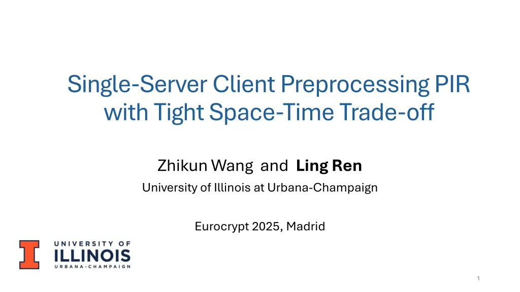 single server client preprocessing pir with tight