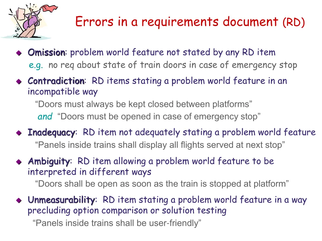 errors in a requirements document rd