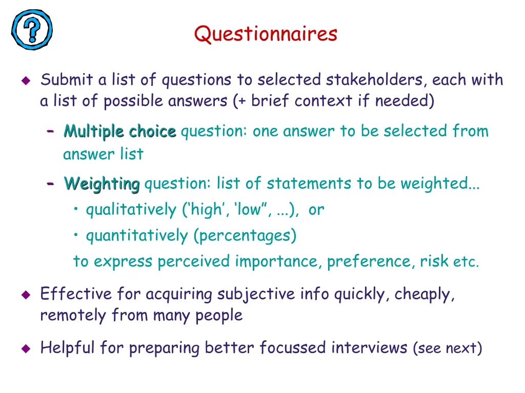 questionnaires