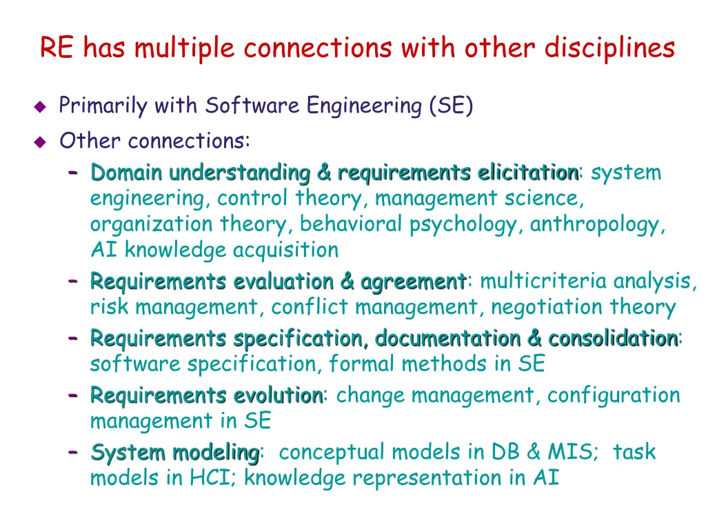 re has multiple connections with other disciplines