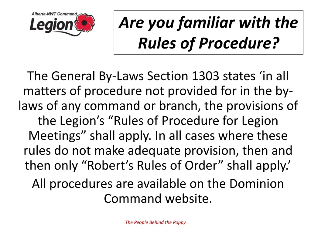 are you familiar with the rules of procedure