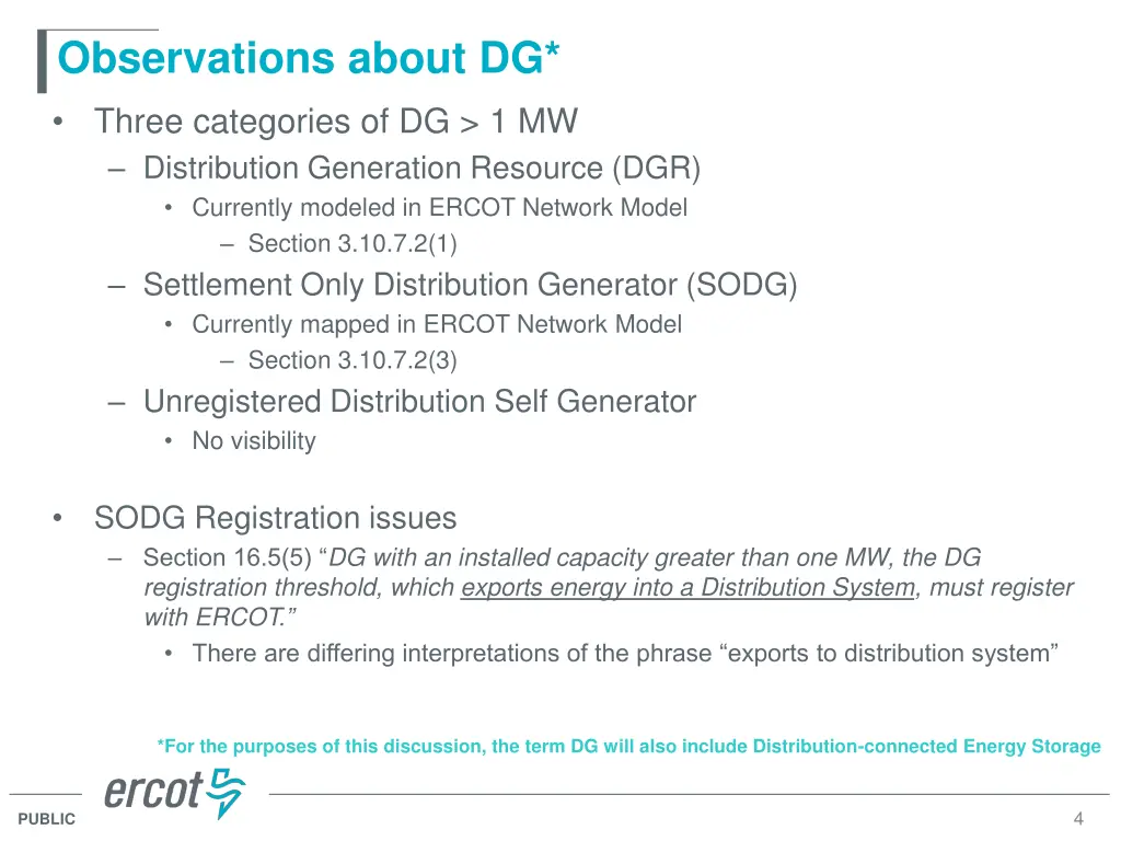 observations about dg
