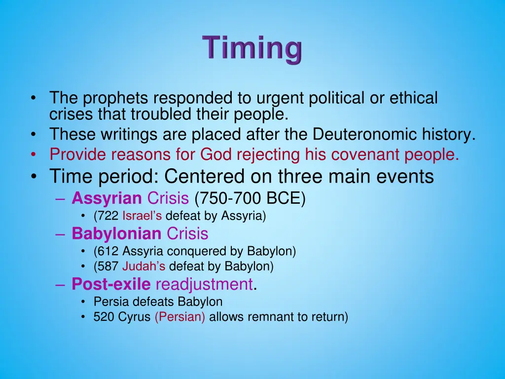 the prophets responded to urgent political