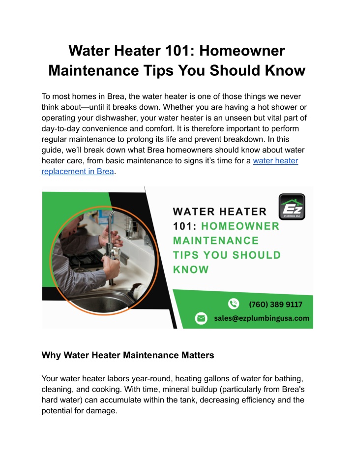 water heater 101 homeowner maintenance tips
