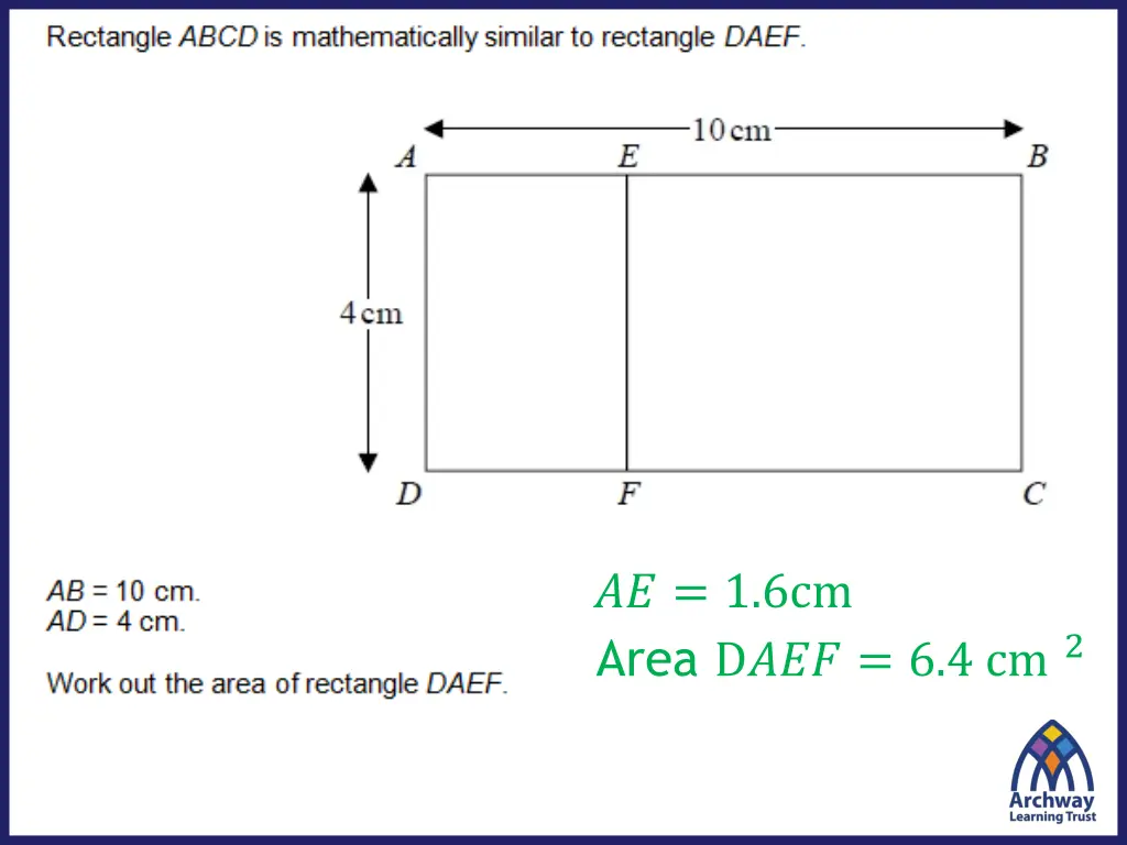 1 6cm area d 6 4 cm 2