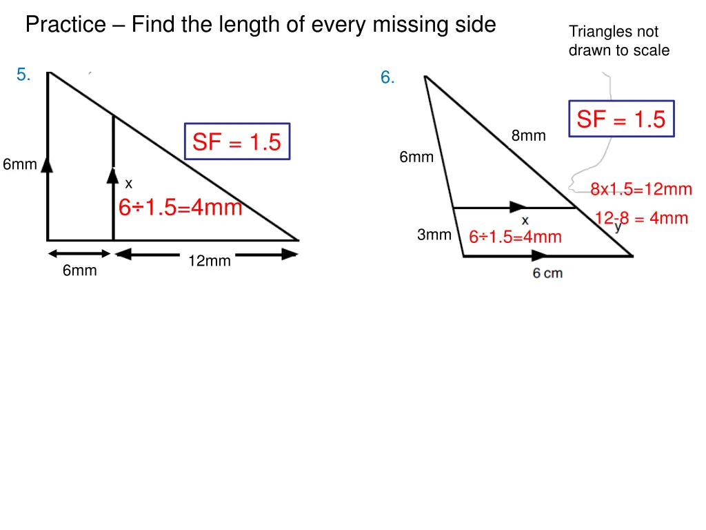 practice find the length of every missing side 1