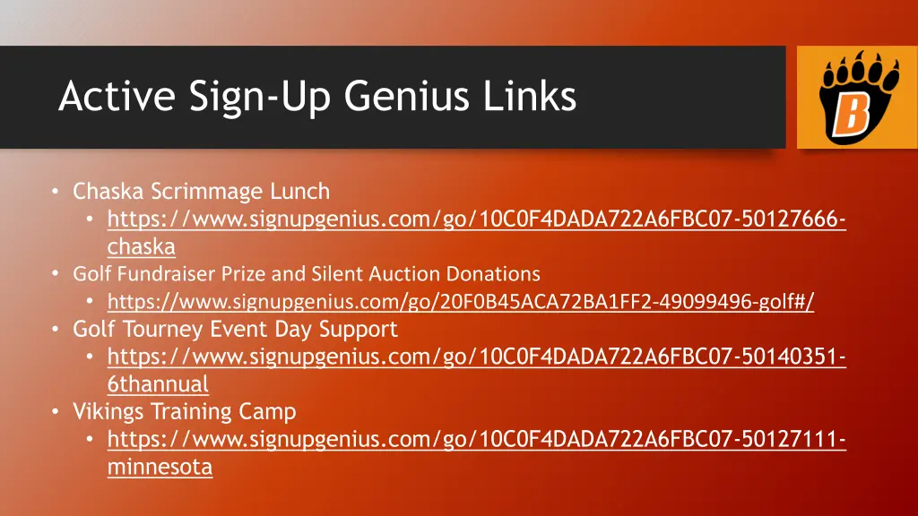 active sign up genius links