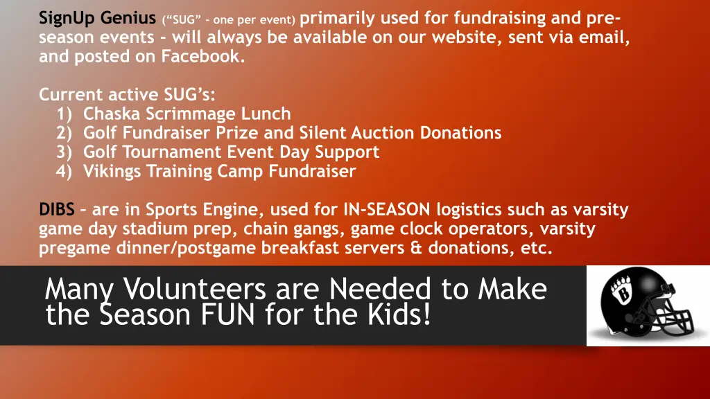 signup genius sug one per event primarily used