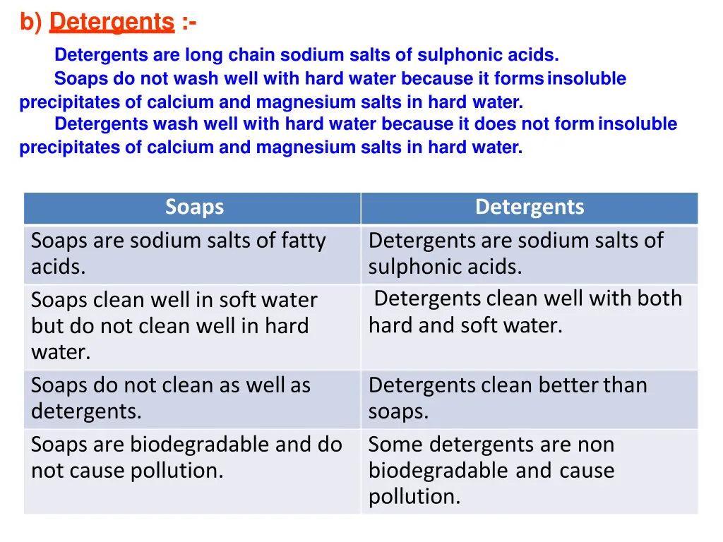 b detergents detergents are long chain sodium