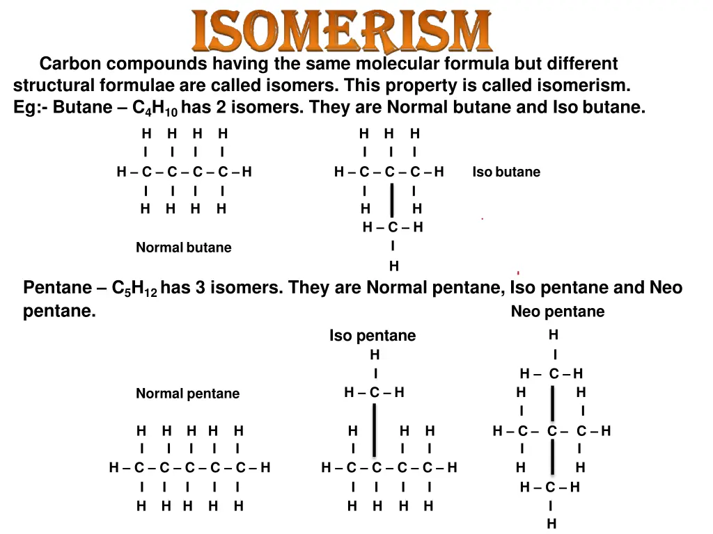 carbon compounds having the same molecular