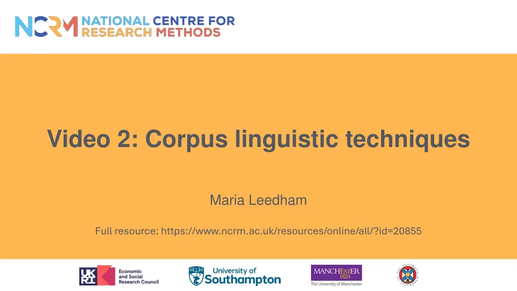 video 2 corpus linguistic techniques