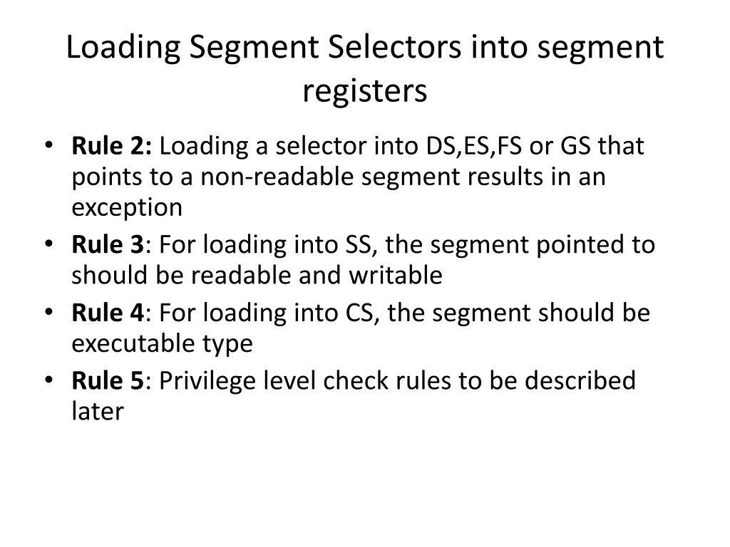 loading segment selectors into segment registers 1