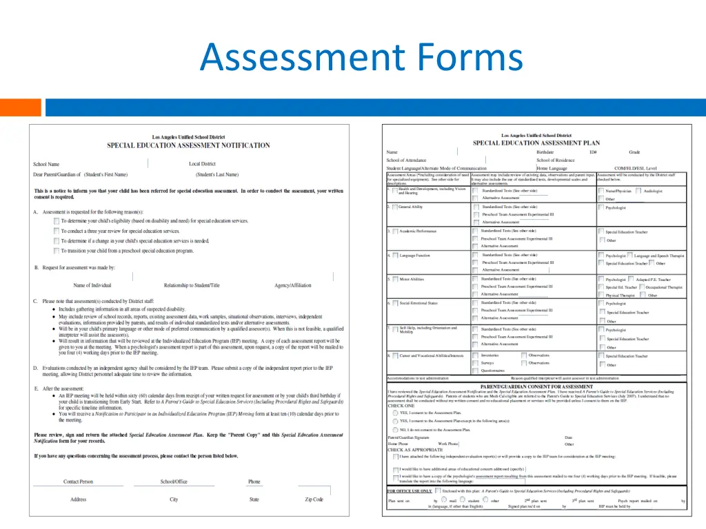 assessment forms