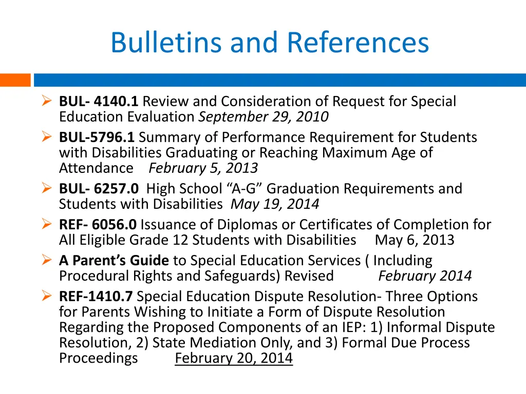bulletins and references