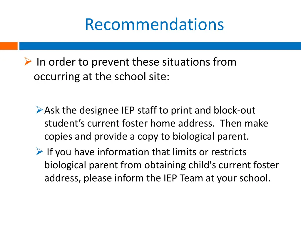 recommendations