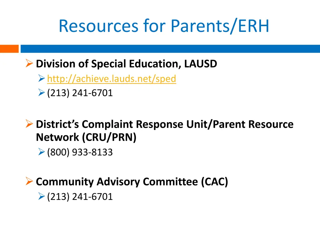 resources for parents erh
